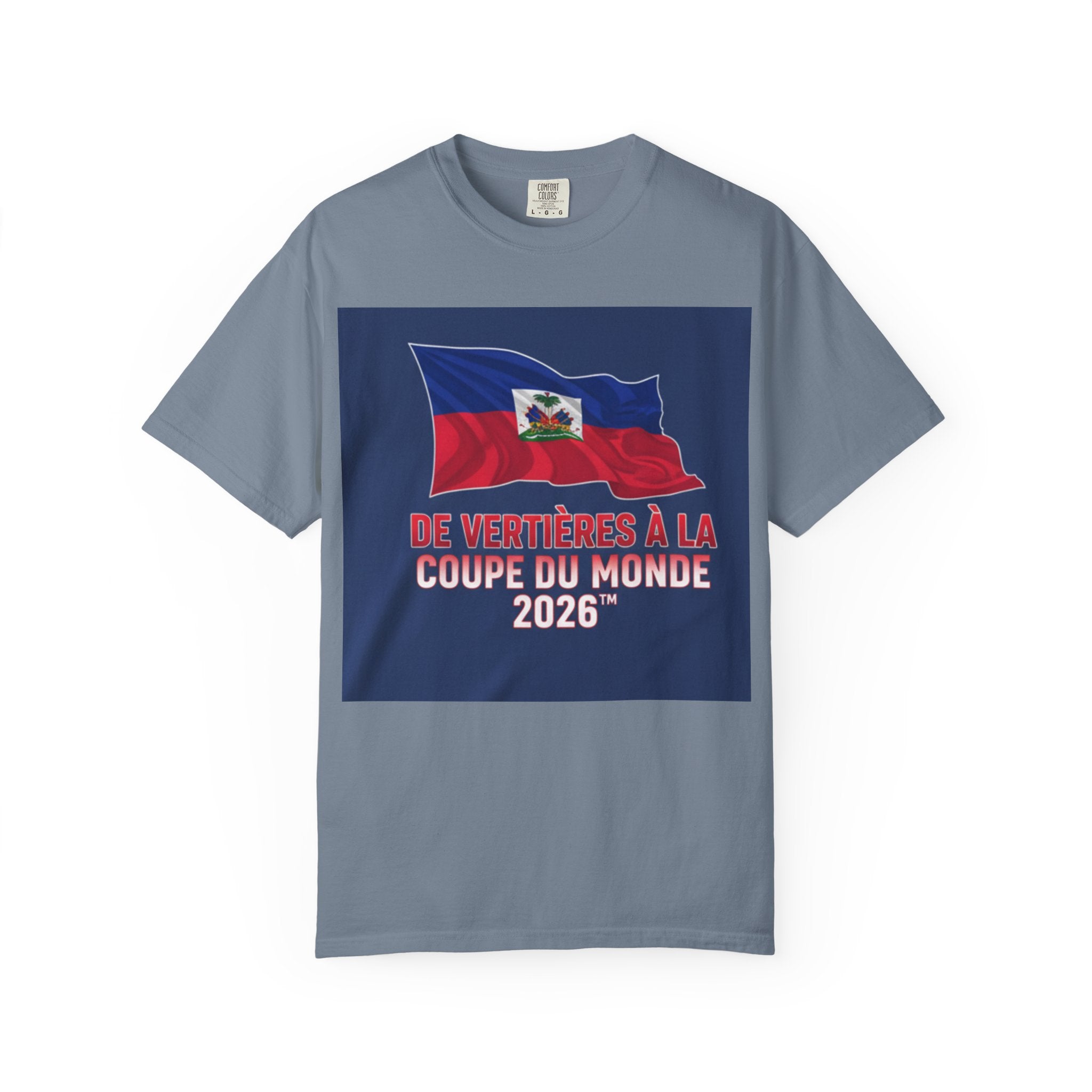 Haiti Soccer T-Shirt — "De Vertières à la Coupe du Monde 2026" Flag Design